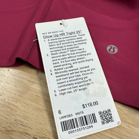 Lululemon Glow Up Super-High-Rise Tight 25" Magenta Smoke Women's Size 6 NWT - Picture 7 of 11